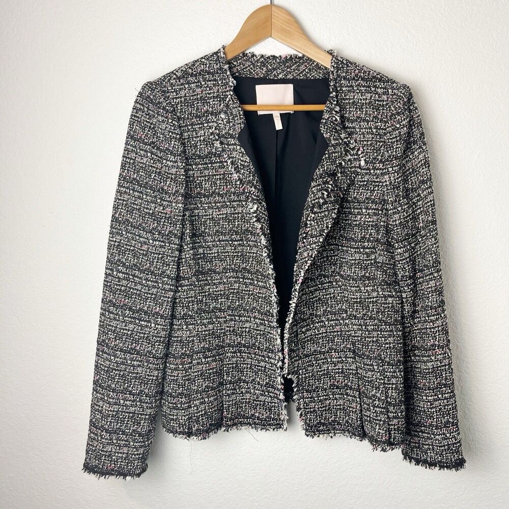 Rebecca Taylor Tweed Gray Blazer Size 10‎ 258 Fringe